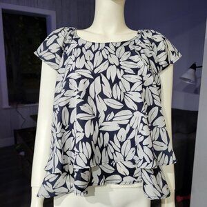 YECCA VECCA - Whole pattern cut-and-sew Ruffle sleeves Layers Blouses